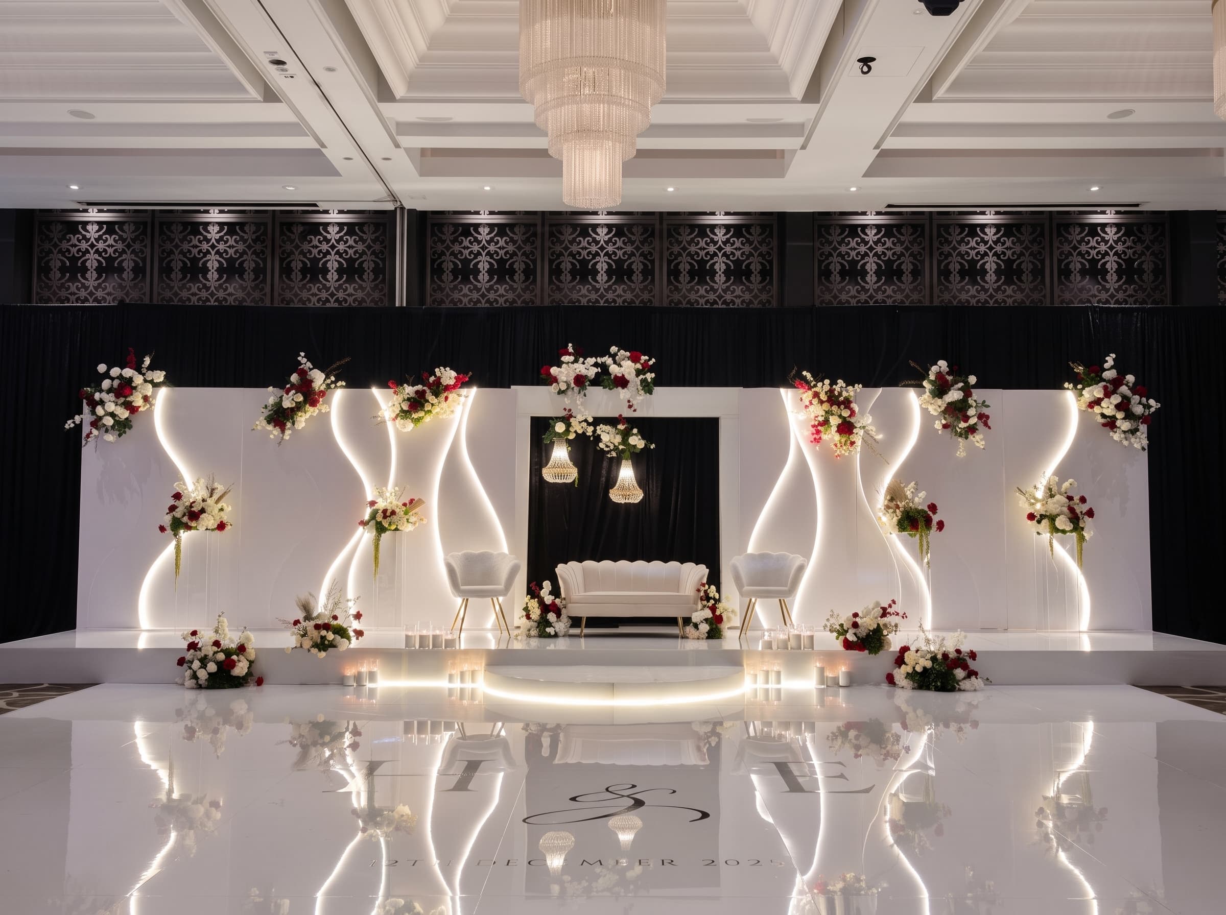 Sculptural Wave Backdrop — Dance Floor