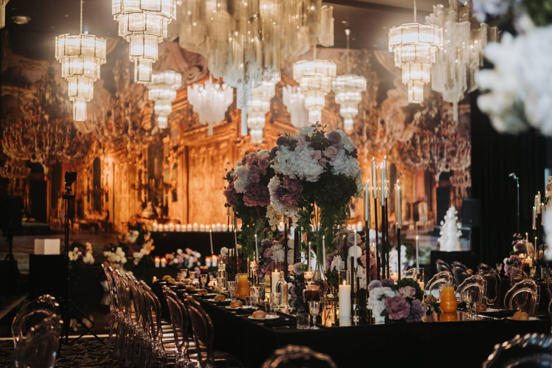 White and purple theme wedding